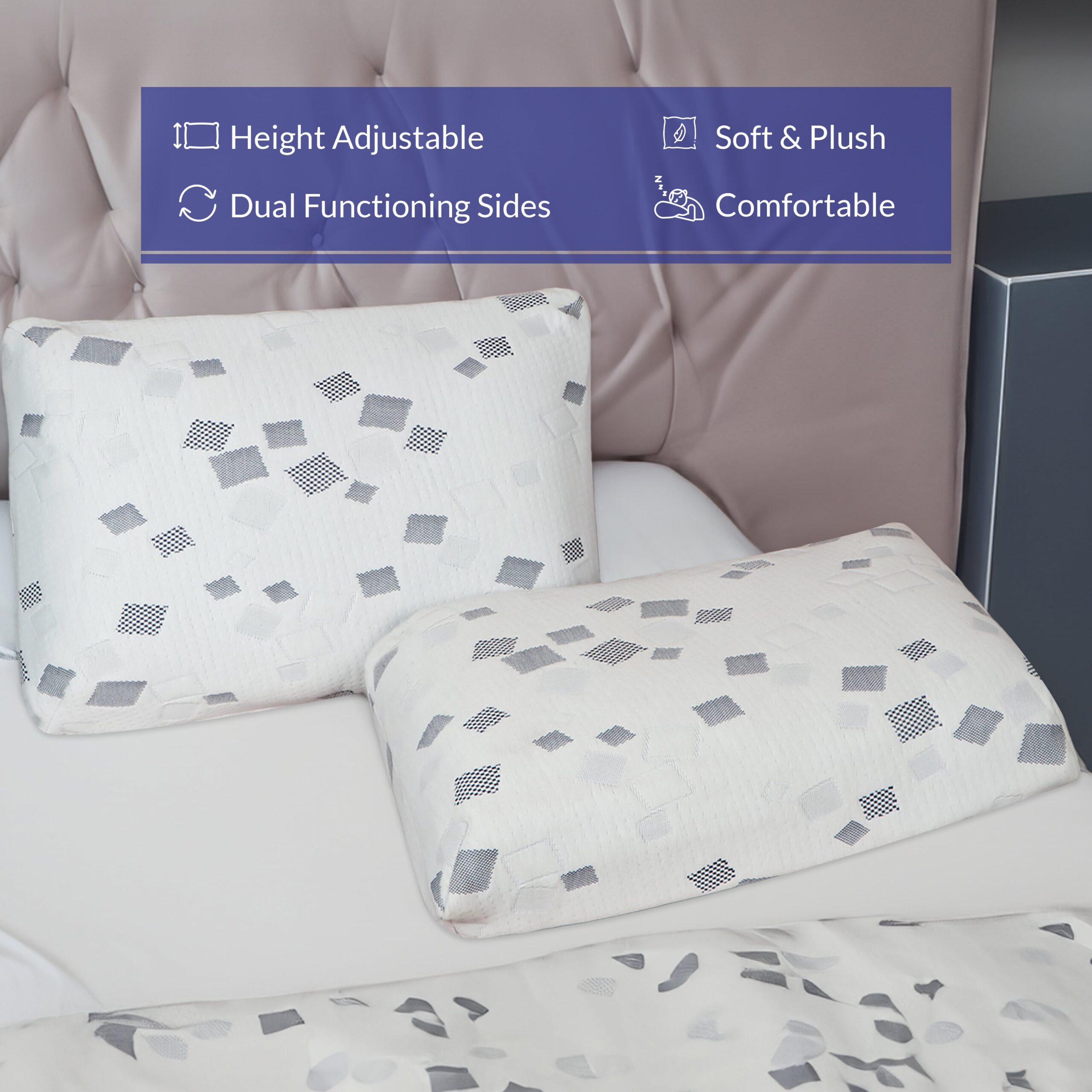 Height Adjustable Cool Memory Foam Pillow